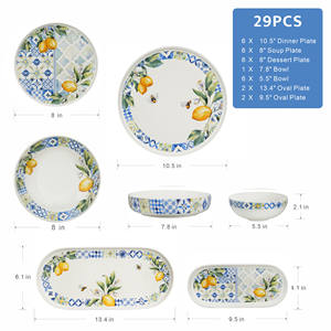 Vajilla Elegante de Limón de 29 Piezas, Vajilla de Cerámica de Porcelana China, Juego de Cena de Lujo Clásico Moderno para Hotel y Restaurante - Product Image 2