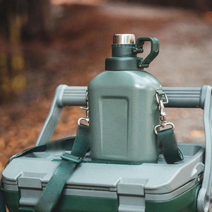 Modern <strong>Retro</strong> American Style 1-Liter Stainless Steel Sports <strong>Kettle</strong> with Glass Handle with Lid BPA Free Green Shoulder Strap - Product Image 5