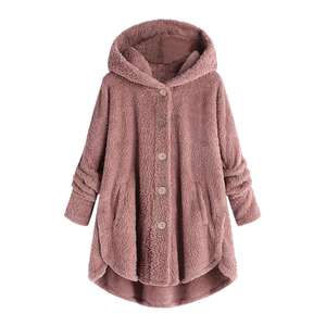 2021 autunno/Inverno Delle Donne di Modo Europeo e Americano di Abbigliamento Pulsante Peluche Top Irregolare Popolare Del Capo Del Cappotto di Colore Puro l0340 - Product Image 3