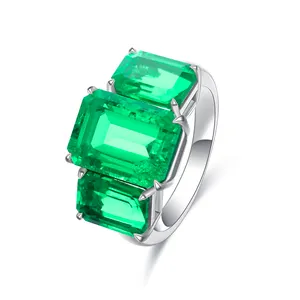 10.5ct Big Stone 2020 Lab Grown Emerald Mens Jewelry in 925 Sterling Silver