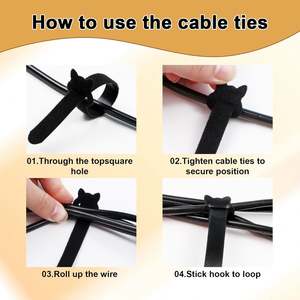 Attaches-câbles en nylon auto-adhésifs à forte adhérence, double face, auto-agrippants, réutilisables, écologiques, pour la gestion des câbles - Product Image 5