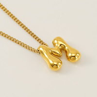 Mignon Ballon Bulle Lettre Pendentif En Acier Inoxydable Collier À La Mode Filles À La Mode Populaire Collier Accessoires