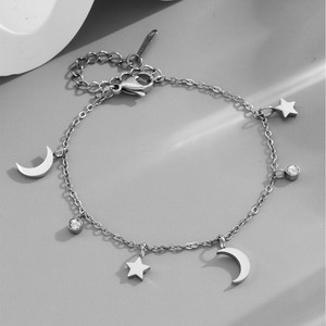 Star Moon Rhinestone <strong>Stainless</strong> <strong>Steel</strong> Bracelet Set Trendy Best Friend Sisters <strong>Jewelry</strong> Personalized Fashion Chain Link - Product Image 2