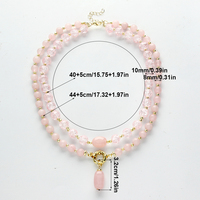 Nouveau collier court pour femmes, style bohème, magnifique, à 2 couches, en pierres naturelles de 8 mm et 10 mm, fait à la main, avec pendentif ovale en forme de goutte d'eau