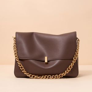Bolso de Hombro Cruzado de Cuero Genuino para Mujer con Cadena, Cremallera, Resistente al Agua y Gran Capacidad - Product Image 1