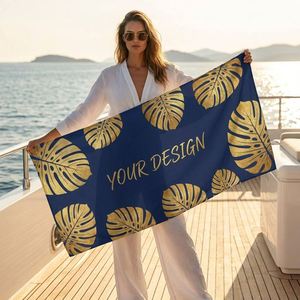 Serviette de sport portable à séchage rapide avec logo personnalisé, serviette de plage en coton imprimée - Product Image 1