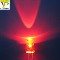 5mm rond rouge clair lentille lampe à LED pieds longs lumières 0.06W puissance diodes électroluminescentes rouge 3000-12000mcd avec lentille claire de l'eau