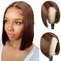 Perruques courtes bob pas chères avec dentelle frontale HD, perruques pour femmes, style brésilien et vietnamien, moelleuses et douces, pour femmes noires, en stock