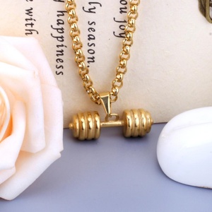 Joyería de Moda para Mujer, Gimnasio, Fitness, Venta al por Mayor, Collares con Colgante de Acero Inoxidable para Hombre, Color Dorado - Product Image 3