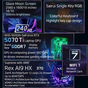 Ngân sách thân thiện với MSI tàng hình 18 2025 máy tính xách tay thương hiệu mới Ryzen ai9hx 370 18inch chơi game máy tính xách tay rtx5070ti 32G 2TB máy tính xách tay - Product Image 3