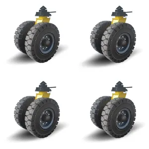 6 9 Ton Heavy Duty Pneumatic Rubber Dual Wheel Swivel Cargo Shipping Container Dolly Caster Wheels