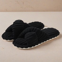 Sandal Selop Busa Empuk Berbahan Corduroy dengan Tali Silang, Nyaman untuk Wanita, Cocok untuk di Rumah, Empat Musim