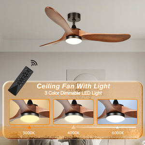Ventilateur de plafond 52 pouces à 3 pales en <span class=keywords><strong>bois</strong></span> marron avec lumière, élégant et moderne, télécommande intelligente, idéal pour les chambres à coucher - Product Image 4