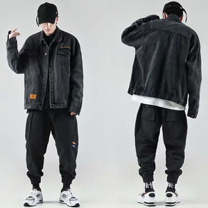 Fabricant OEM personnalisé bleu noir veste en jean à revers pour hommes manteau en jean à manches longues vêtements vintage pour hommes veste en jean en vrac - Product Image 4