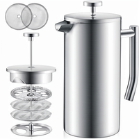 Cafetière à piston en acier inoxydable à double paroi isolée, presse à café française, cafetière portable