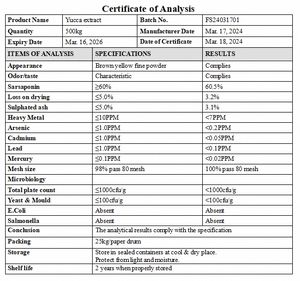 Pabrik grosir 60% Schidigera Yucca ekstrak Saponins ekstrak tanaman pakan aditif Yucca bubuk ekstrak - Product Image 4