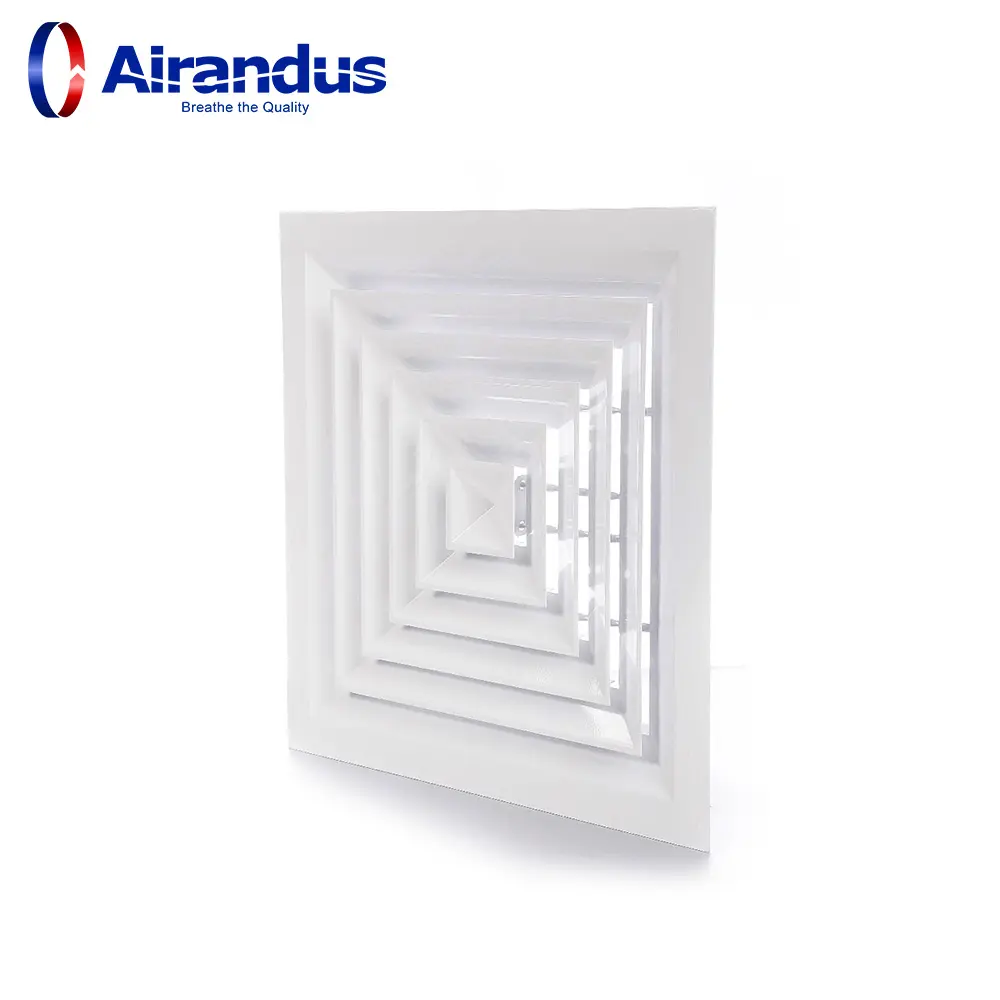 HVAC System Customized Size aluminium powder coated air vent air flow louver 4 Way square ceiling diffuser