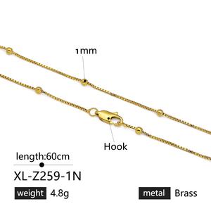 Collier en cuivre plaqué or 24 carats pour femme Jxx Fashion, chaîne fine de 1 à 8,5 mm, serti de perles, style hip-hop tendance, principalement en laiton - Product Image 2