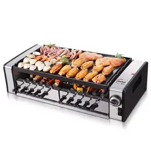 Può cucina antiaderente tavolo Auto elettrica griglia per barbecue rotante macchina per barbecue griglia 220V 10 corde piastra nera