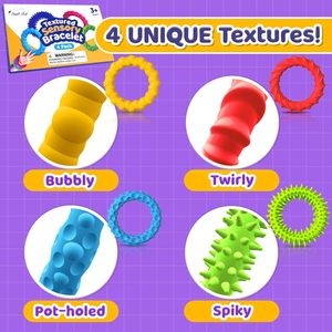 4 <b>Pack</b> Sensory Texture Silicone Bracelet Elastic Tactile <b>Fidget</b> Toys for Stress Relief Educational Quiet Calm Classroom Item - Product Image 5