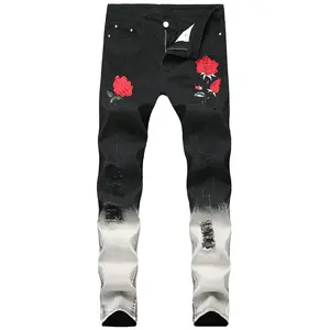 2021 novo Design Mens Skinny Jeans Rasgado Magro Estiramento Denim Calças Afligido Desfiado