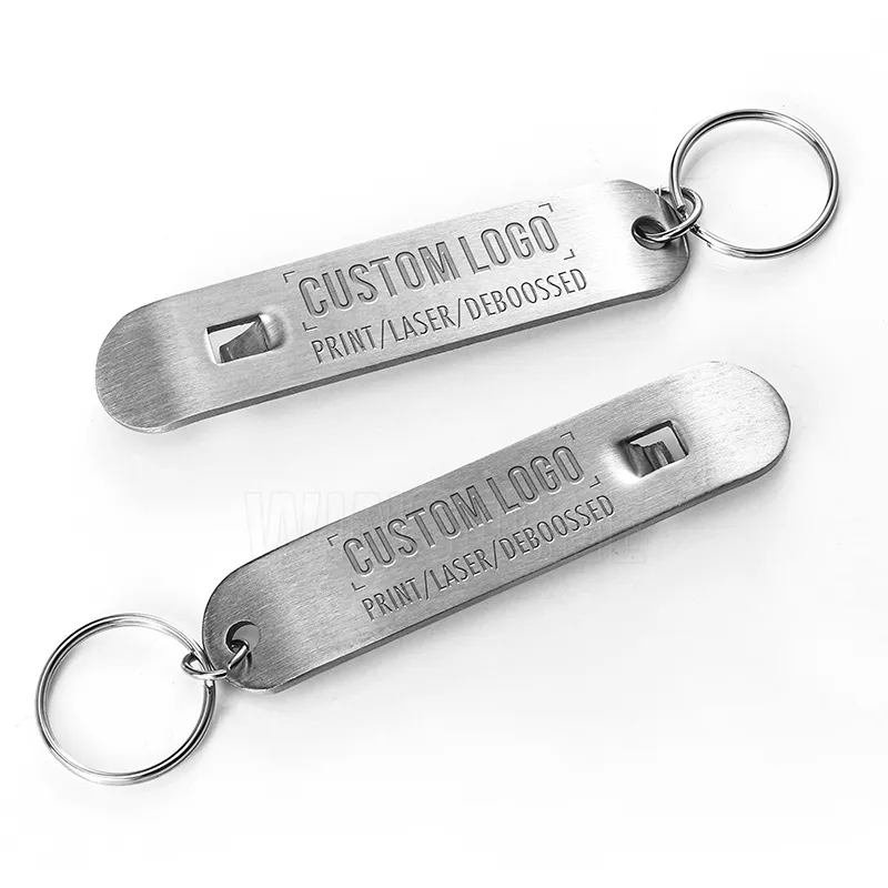 Personalizzata In Acciaio Inox Vernice Può Keychain Apri di Bottiglia con Impresso Il Logo