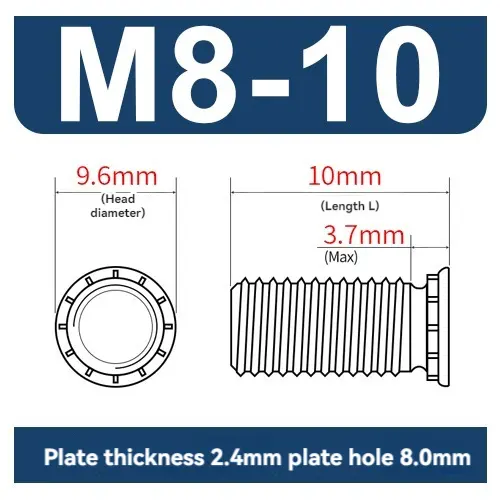 FHS-M8 * 10/12/15/17/18/20/25/30/35/40 vis à rivet à pression boulons à vis à plaque de pression en acier inoxydable