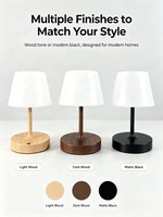 Lampe de table LED minimaliste en bois, sans fil, rechargeable, à commande tactile, veilleuse portable, lampe de bureau pour chambre à coucher, bureau, hôtel
