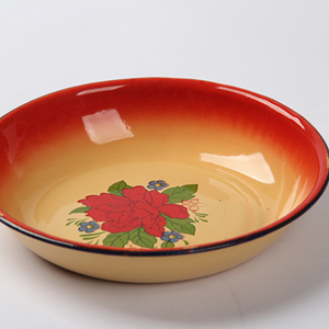 Plat d'<span class=keywords><strong>assiette</strong></span> de riz émaillé au design traditionnel bon marché motif de fleurs déco personnalisé pour les restaurants d'hôtel - Product Image 1
