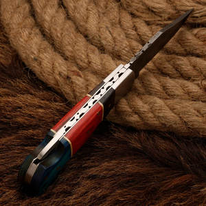 Navaja de bolsillo plegable personalizable de acero de Damasco con mango único, exploración al aire libre, senderismo, equipo de Camping, soporte OEM - Product Image 4