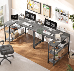 Bureau d'ordinateur en forme de L, bureau de <span class=keywords><strong>39</strong></span> pouces, structure en métal, gris, pour bureau à domicile, jeux, <span class=keywords><strong>coin</strong></span> d'écriture et d'étude - Product Image 5