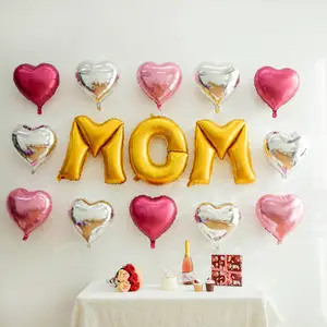 2024 Happy Mother 'S Day Ballonnen Decoraties Set Mylar Letter Ballonnen Goud Zilver Mom Folie Ballonnen