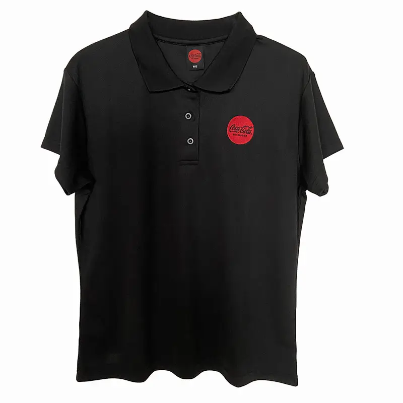 Camiseta polo bordada personalizada, camisa de polo bordada, 100% poliéster, roupa de trabalho, manga curta, botão de golfe, com logotipo de design