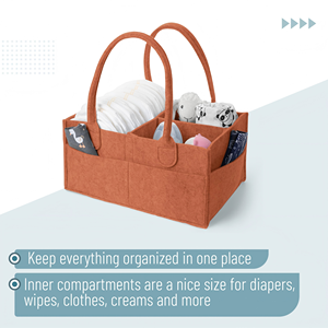 Organisateur de couches pour bébé de taille compacte, panier de rangement en feutre pour la chambre d'enfant et organisateur de voiture pour couches et lingettes pour bébé - Product Image 4