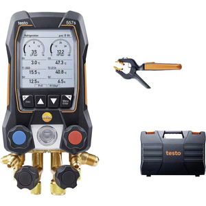 Testo 557s Kit de manomètres de climatisation en plastique et kit de recharge AC, 2x thermomètre à pince 115i, 1x manomètre 552i, Précision 0.1, Garantie 1 an - Product Image 3