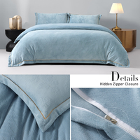 Ensemble de literie 4 pièces en velours gaufré-Écologique et personnalisable | Ensemble de couettes en peluche d'hiver doux, luxueux et chaud