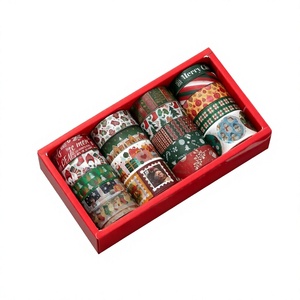 1 Box of Waterproof Single Sided Water Activated Rubber Adhesive <b>Paper</b> Christmas English Decorative Stickers for <b>Masking</b> - Product Image 4