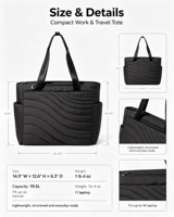 Grand sac fourre-tout pour ordinateur portable en nylon, capacité de 19,5 L, avec compartiment pour ordinateur portable de 16 pouces, sac de voyage et de travail avec pochette pour bagage, logo personnalisé OEM