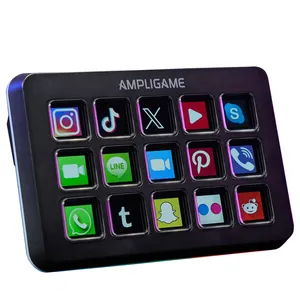 Fifine D6 Stream Deck RGB Studio Controller 15 Customizable LCD Keys for Content Creators Gamers Programmable Macro Keyboard