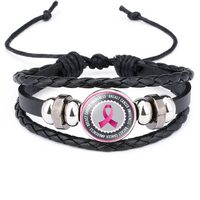 Bracelets à la mode avec motif de foi, force, Courage, bijoux inspirants, Bracelet de sensibilisation au Cancer du sein, ruban rose