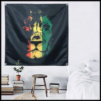 Bandera de Jamaica con León Rasta Reggae, Poliéster, 3x3 Pies, para Colgar en la Pared, 4 Ojales, Bandera Personalizada para Interiores, Música Rock