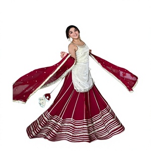 Women's Pink Green Lehenga Choli Traditional Indian Wedding <b>Dress</b> Cotton Floor-Length <b>Loose</b> Fit All Seasons - Product Image 1