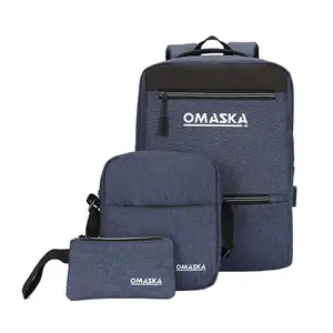 OMASKA卸売格安ナイロンラップトップバックパックセット男性用3in1ラップトップリュックサック