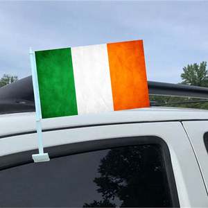 Drapeau de voiture irlandais, drapeau automobile IE avec clip de fixation pour fenêtre, polyester écologique, impression double face - Product Image 5