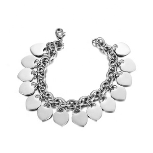 Bracciale a Catena Yiwu Aceon in Acciaio Inossidabile di Marca Popolare Gioielli di Lusso da <span class=keywords><strong>Donna</strong></span> con Ciondoli Multipli a Nappa Pendenti e Cuore Vuoto - Product Image 1