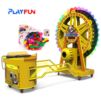 Máquina de juego de tiro arcade operada con monedas Happy Ferris Wheel, máquina de juego de carnaval con pistola láser de soplado automático de bolas y globos