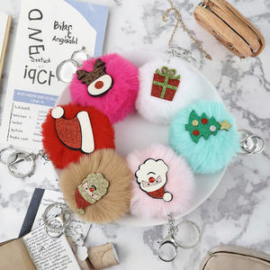 Porte-clés rond en fourrure pelucheuse, motif lapin 3D mignon, éco-responsable, pour la rentrée scolaire, pour sacs à main femme - Product Image 2