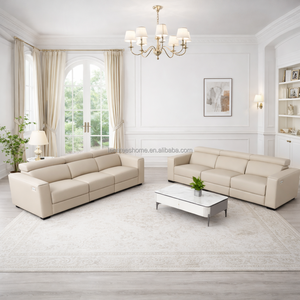 Sofás Modernos Económicos en Forma de L de Cuero Marrón de Lujo Juego de Sofá Seccional Esquinero Muebles para Sala de Estar - Product Image 4