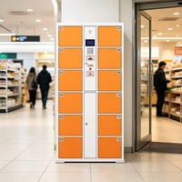 Casier métallique multi-compartiments commercial avec serrure électronique à clavier pour écoles, salles de bain et espaces publics