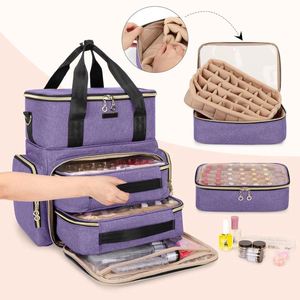 Échantillon Gratuit : Organisateur de Vernis à Ongles Double Couche pour 70 Flacons et un Séchoir à Ongles, Étui à Vernis à Ongles avec 2 Pochettes Amovibles - Product Image 2